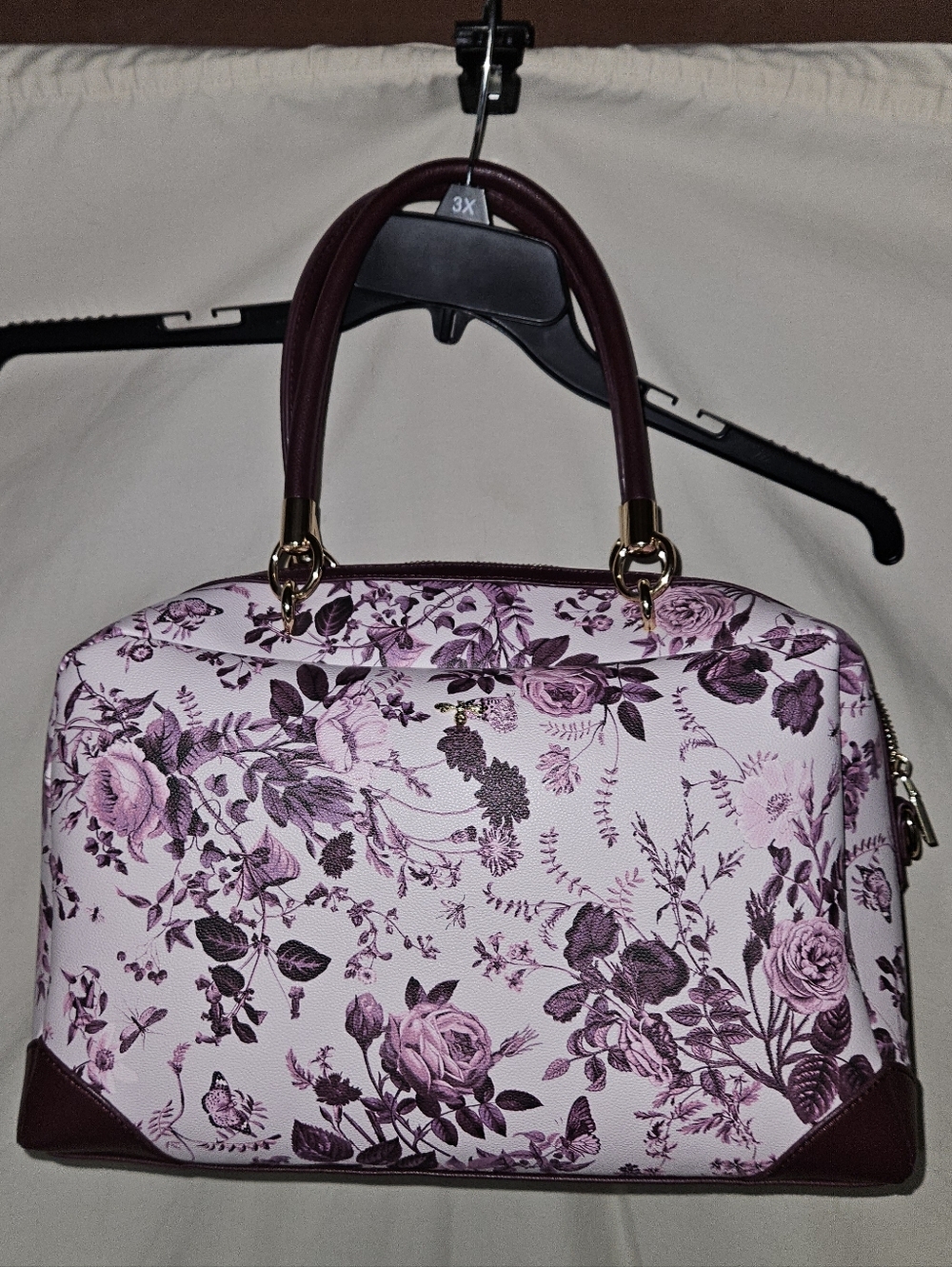 Fable England Floral Print Dome Satchel Handbag - Pink/Purple